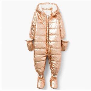 Gymboree Snowsuit Rose Gold Puffer Hoodie Mittens